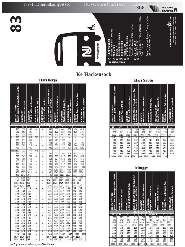 Rute dan Jadwal Hackensack 2023 | PDF