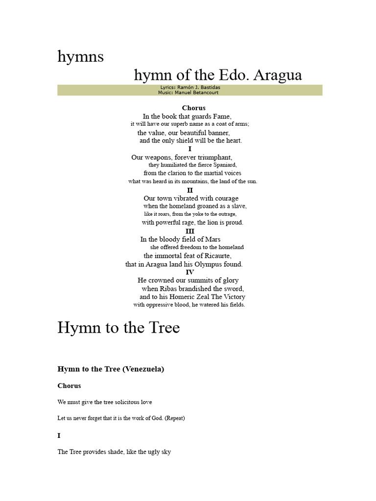 Venezuelan Hymns Collection | PDF