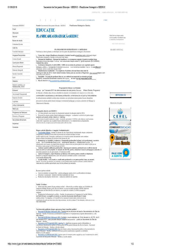 Secretariat of State For Education - SEEDUC - Strategic Planning of ...