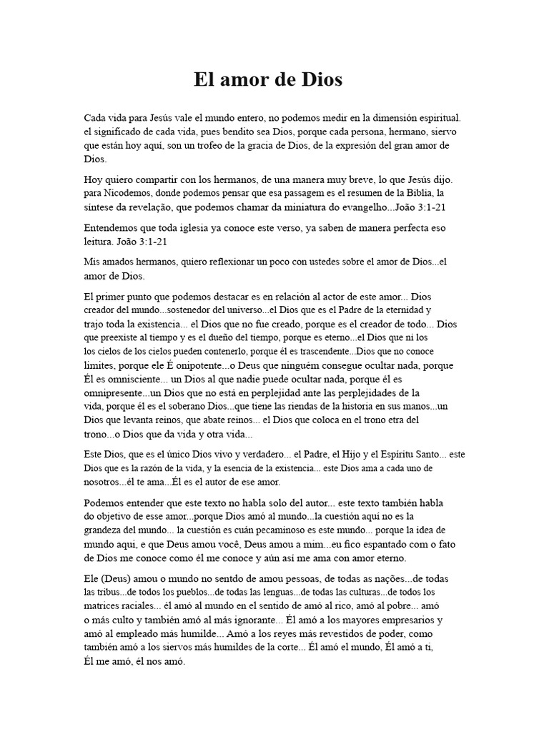 El Infinito Amor de Dios por la Humanidad | PDF | Vida eterna ...