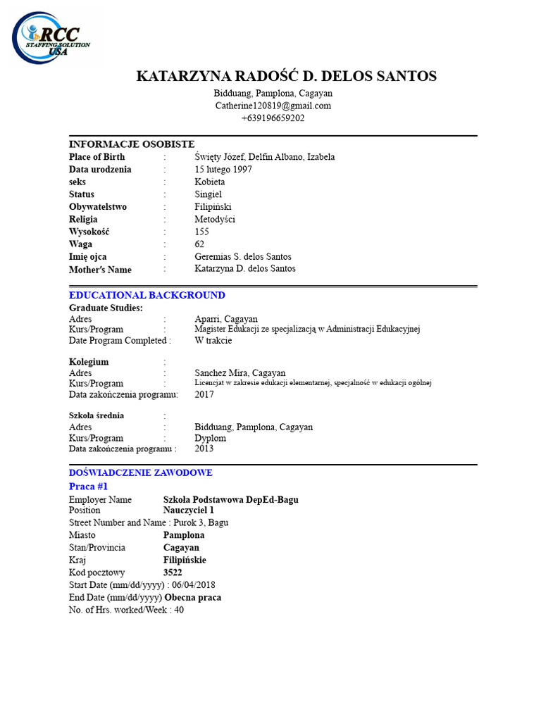 Ostateczny Format CV RCC | PDF