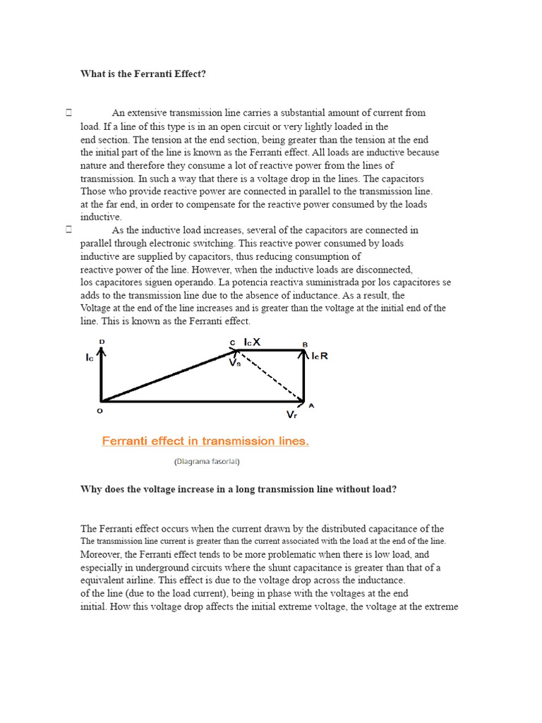 Understanding the Ferranti Effect in Transmission Lines | PDF ...