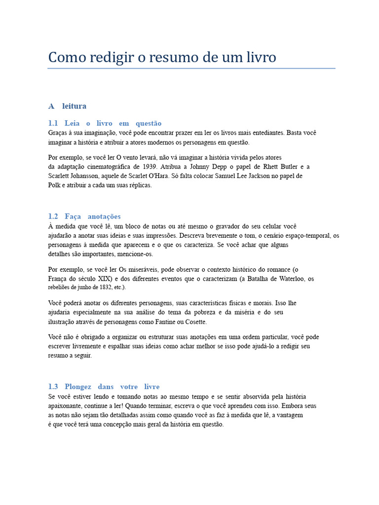 Como Escrever um Resumo de Livro | PDF | Tempo | Livros