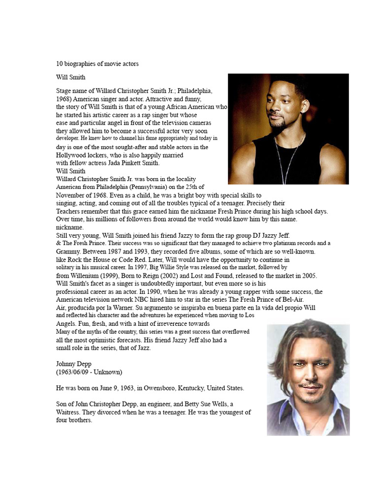 Biographies of Famous Movie Actors | PDF