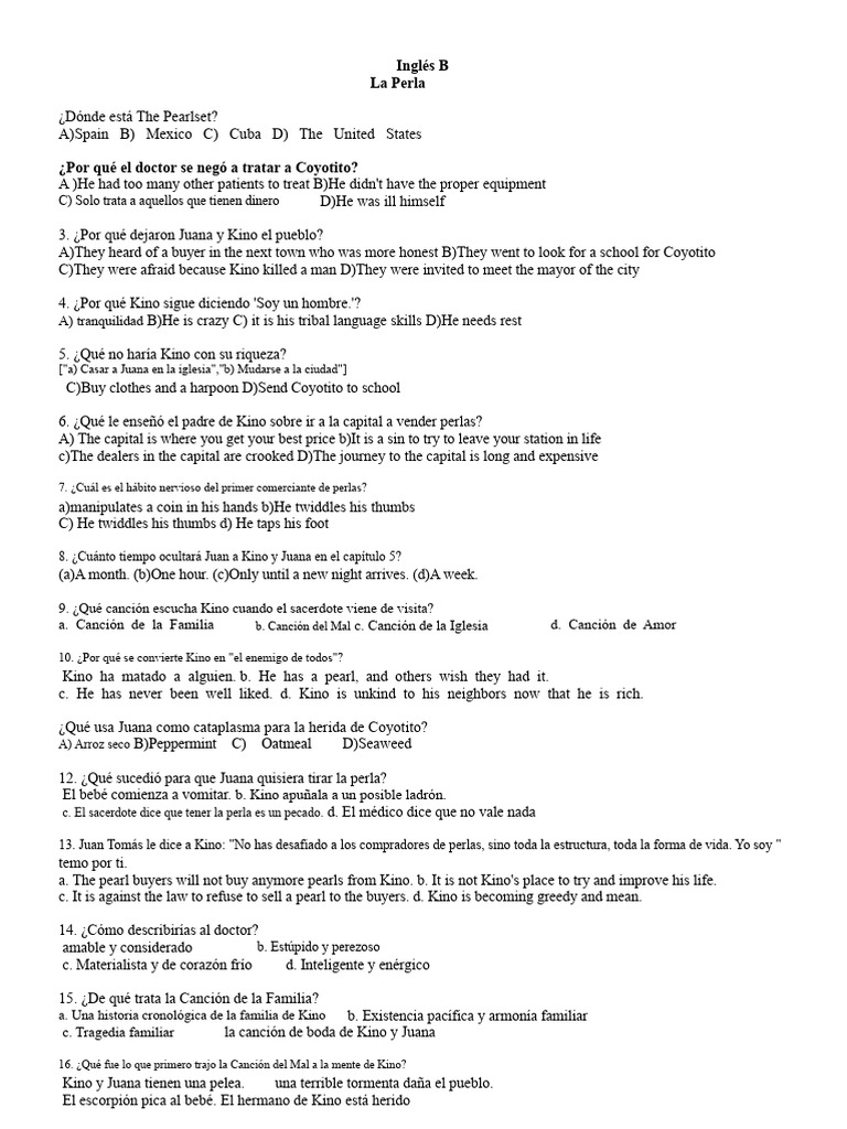 Opciones Múltiples La Perla | PDF