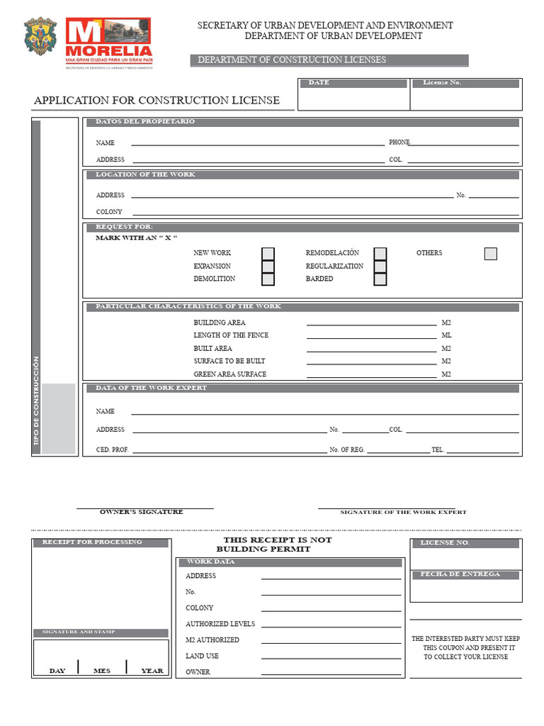 Construction License Application Form | PDF