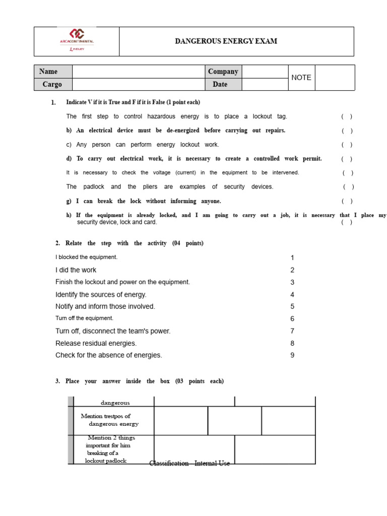 Hazardous Energy Safety Exam Guide | PDF | Safety