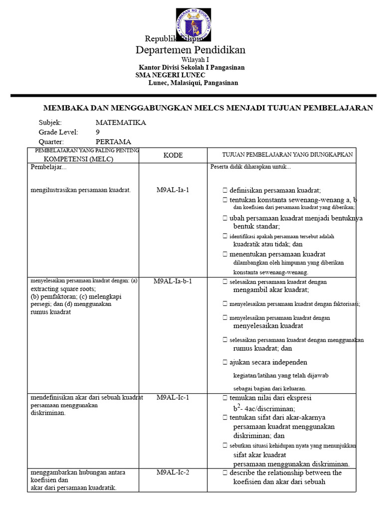 Pengemasan melc-MATH 9 | PDF