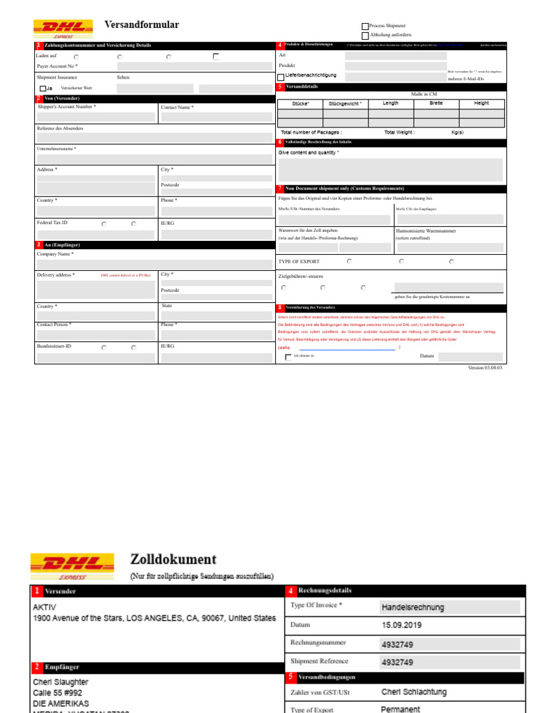 DHL Emailship Formular PDF | PDF
