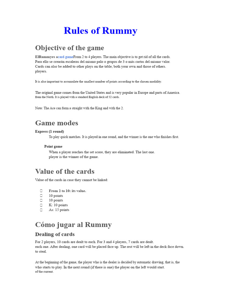 Rules of Rummy | PDF | Rummy | Gambling Games