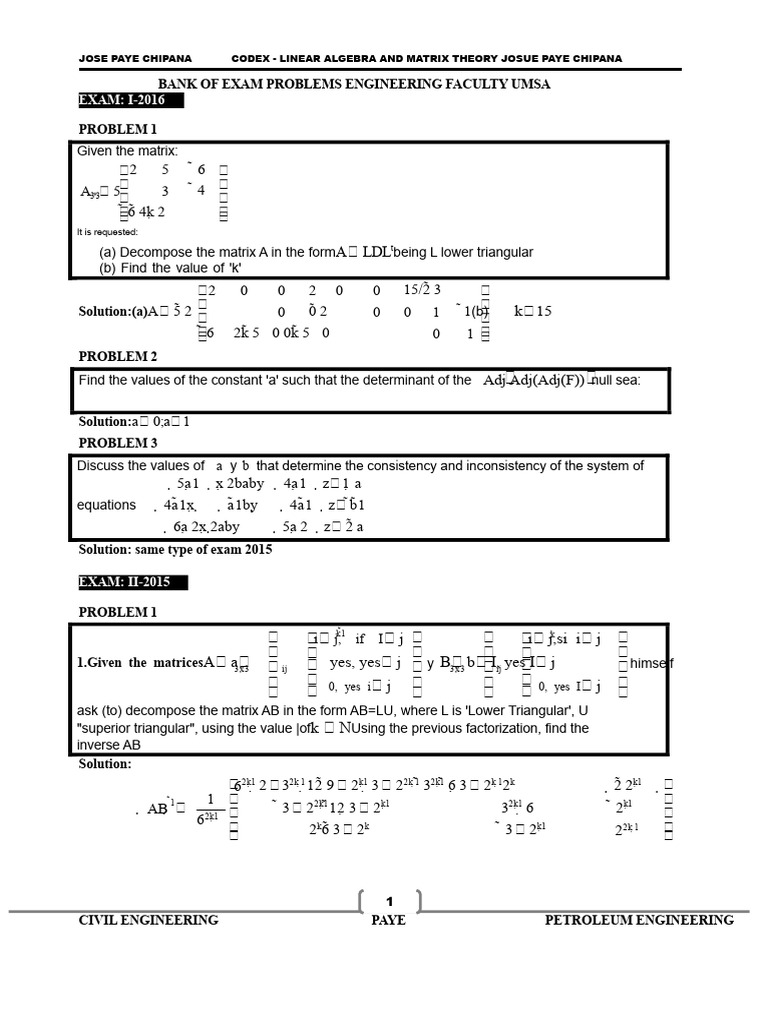 Linear Algebra Exam Problems Guide | PDF | Matrix (Mathematics ...