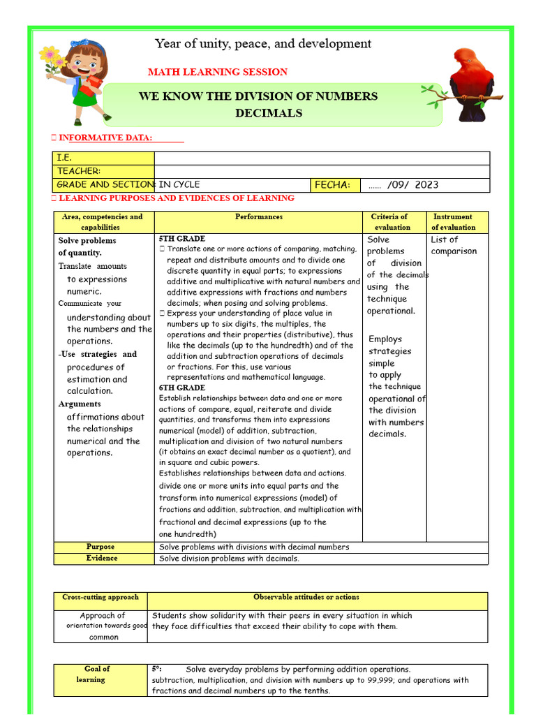 Ses-Mierc-Mat-We Know The Division of Decimal Numbers-1 | PDF ...