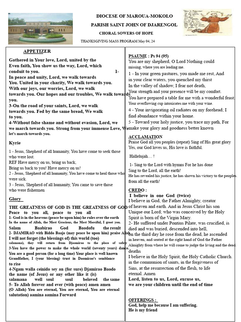 Thanksgiving Mass Program | PDF | God The Father | Jesus
