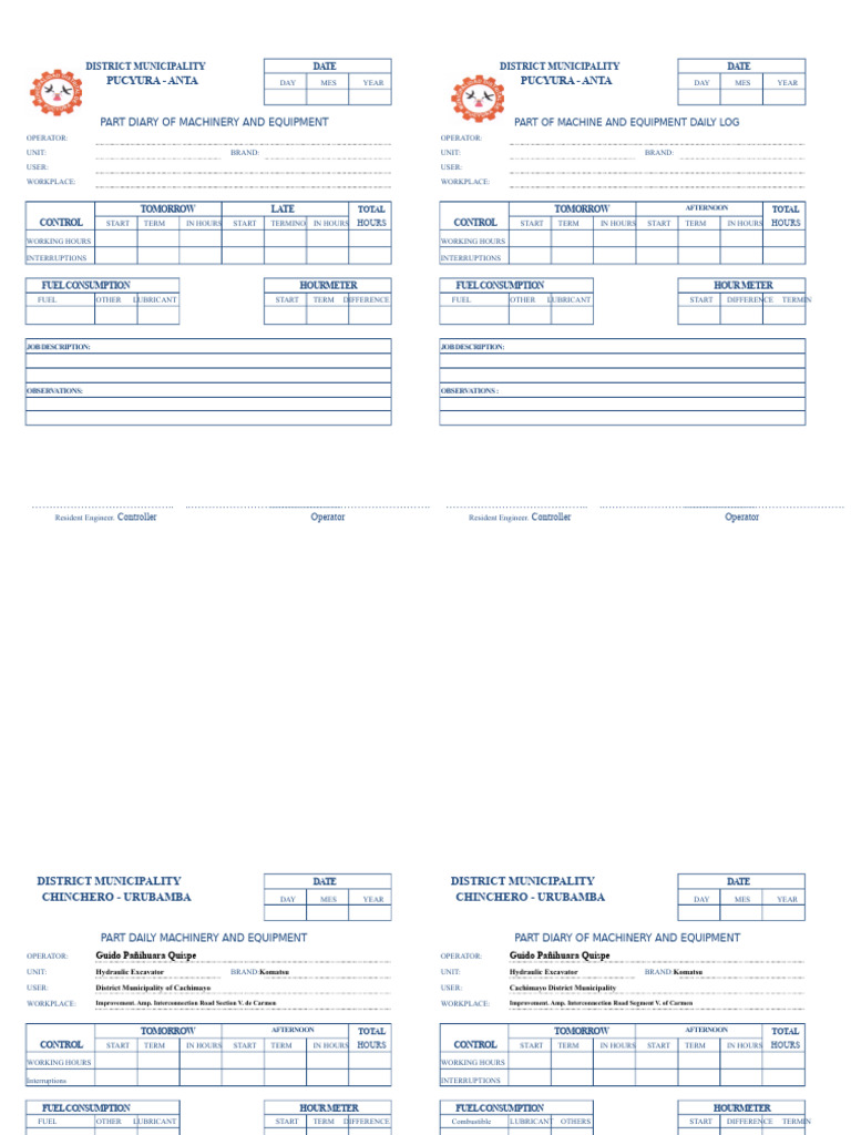 Daily Machinery and Equipment Log | PDF