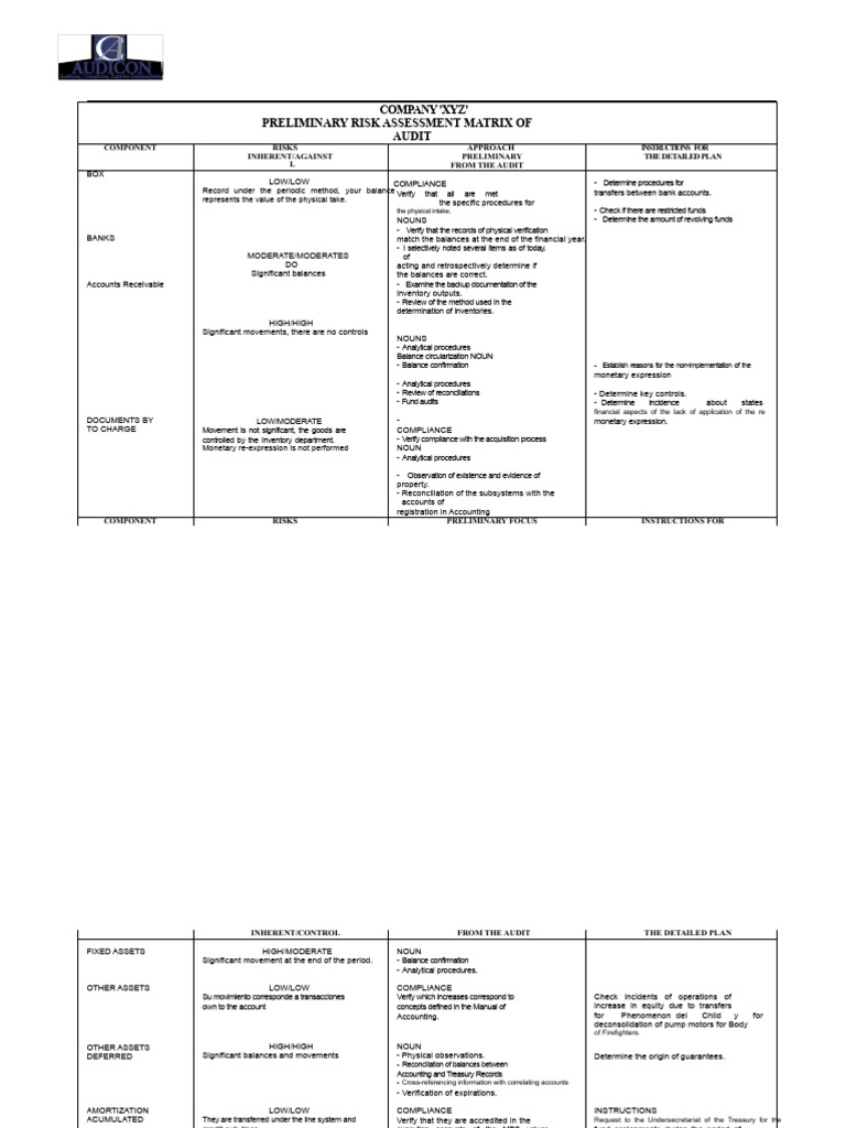 Preliminary Evaluation Matrix (RISK) | PDF | Audit | Risk