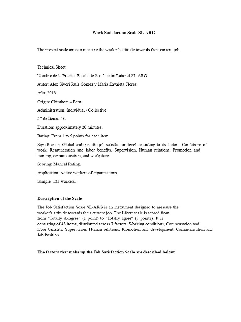 Job Satisfaction Scale JS | PDF | Job Satisfaction | Workplace