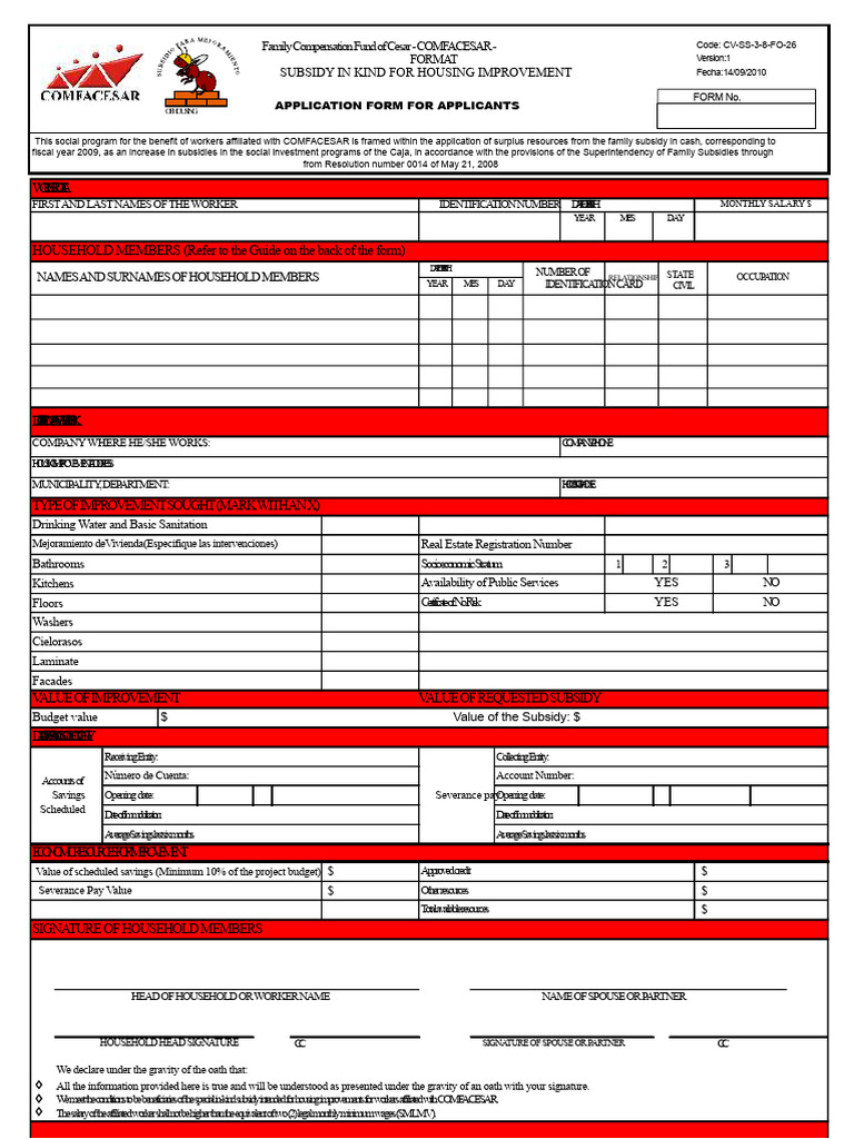 Housing Improvement Subsidy Application Form | PDF | Economies