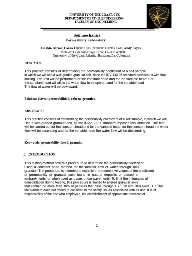 Soil Permeability Testing Methods | PDF | Porosity | Soil
