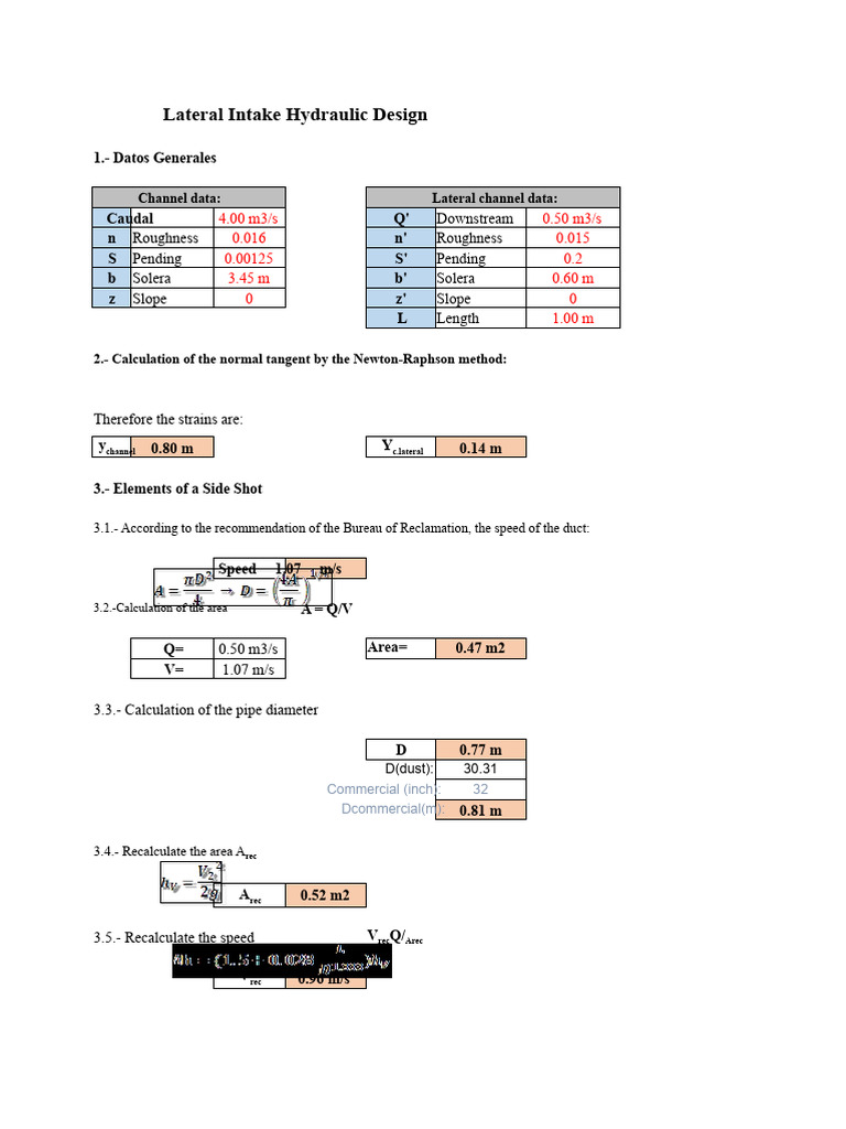 Lateral Intake Hydraulic Design Guide | PDF | Fluid Dynamics | Civil ...