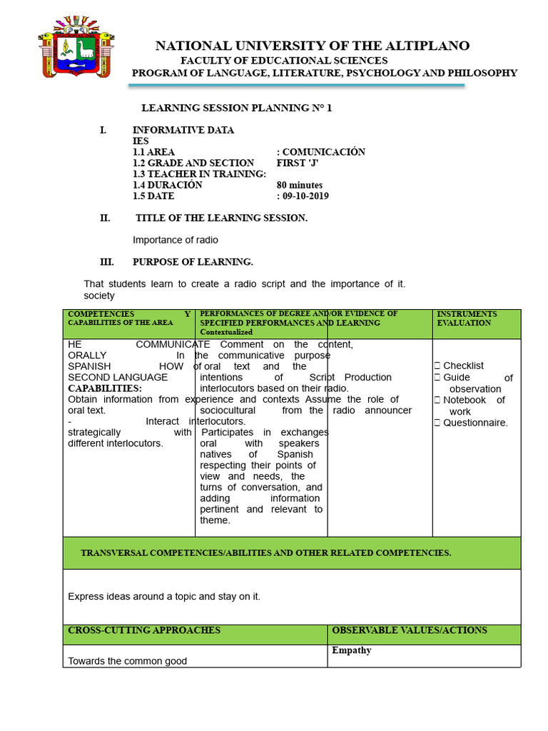 Radio Script Creation Lesson Plan | PDF | Learning | Information