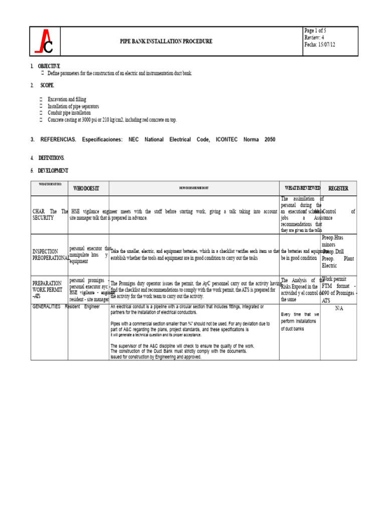 Duct Bank Installation Guidelines | PDF | Occupational Safety And ...
