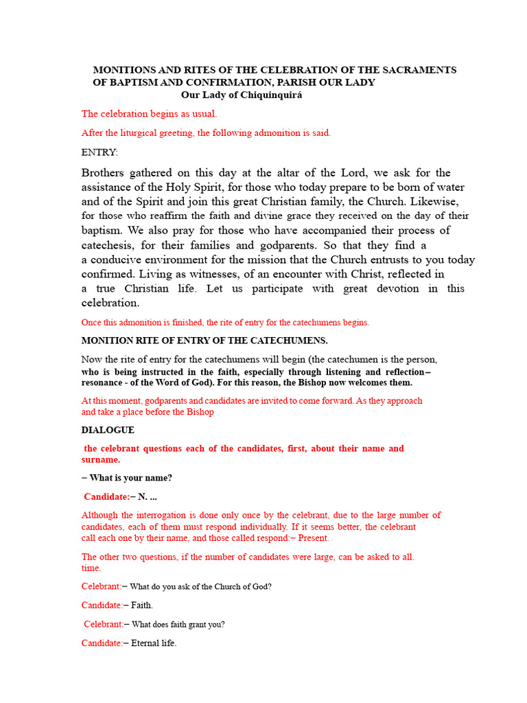Sacraments of Baptism and Confirmation Rites | PDF | Confirmation | Baptism