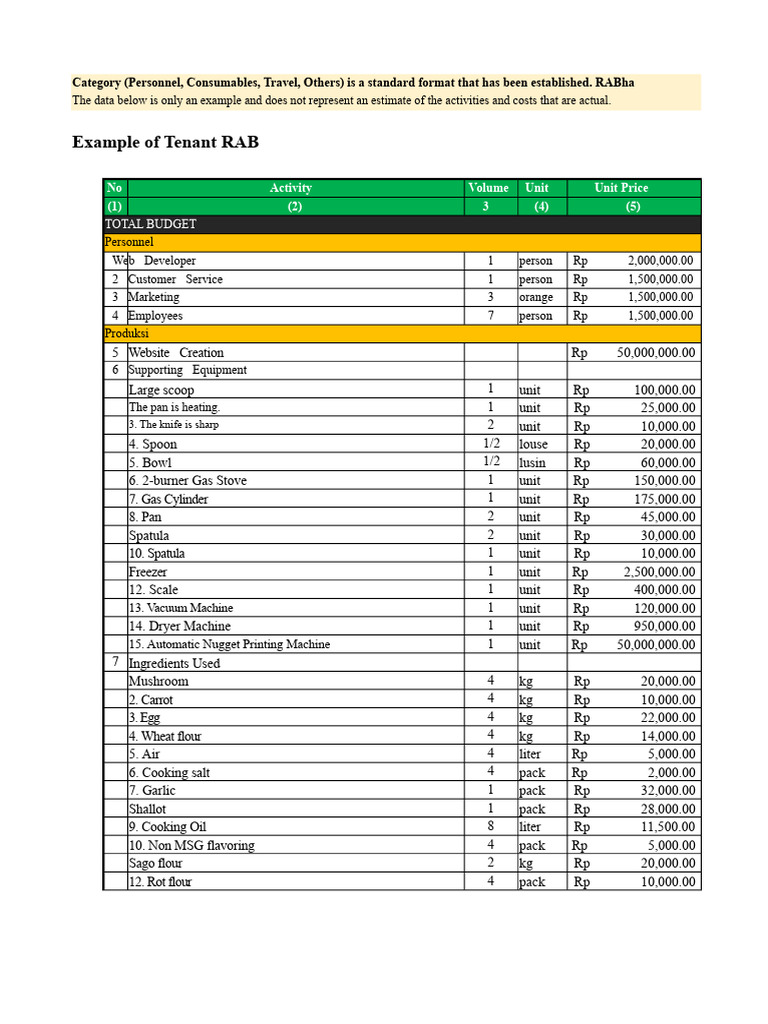 Cashflow and RAB Template | PDF