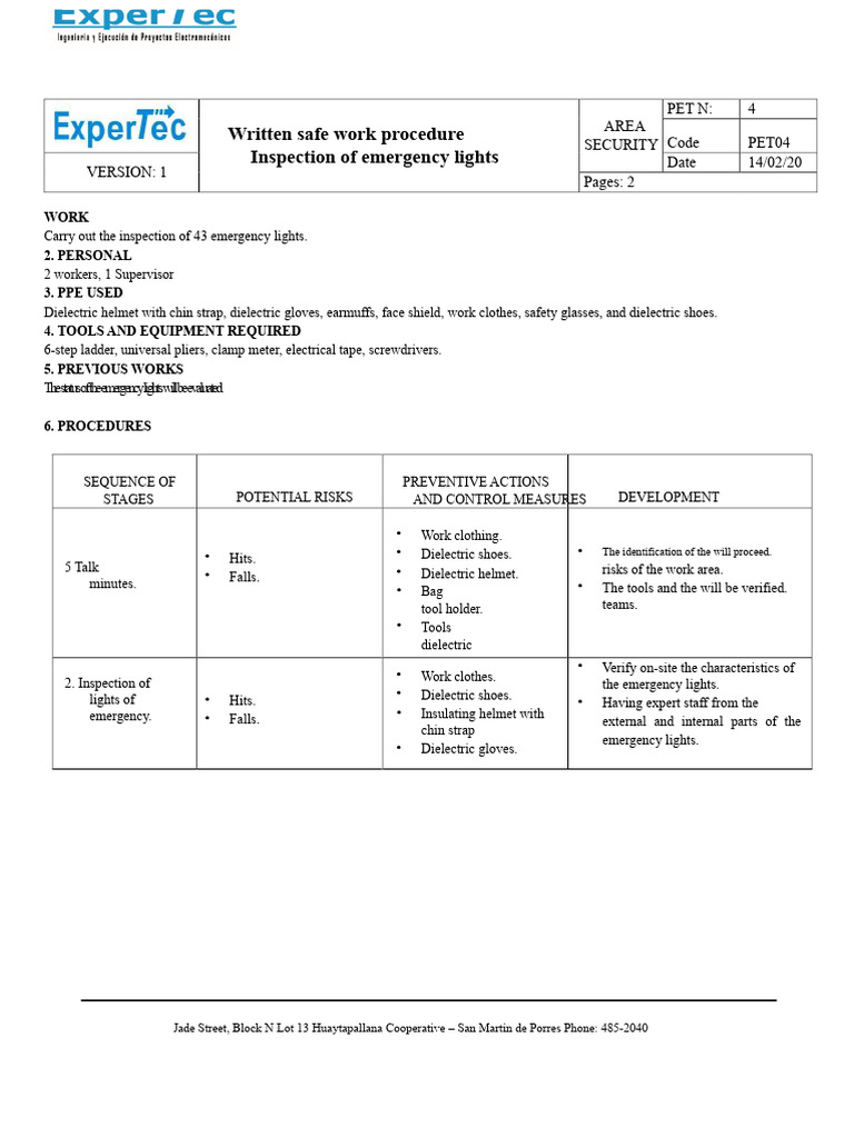 Emergency Light Inspection - Adm | PDF | Personal Protective Equipment ...