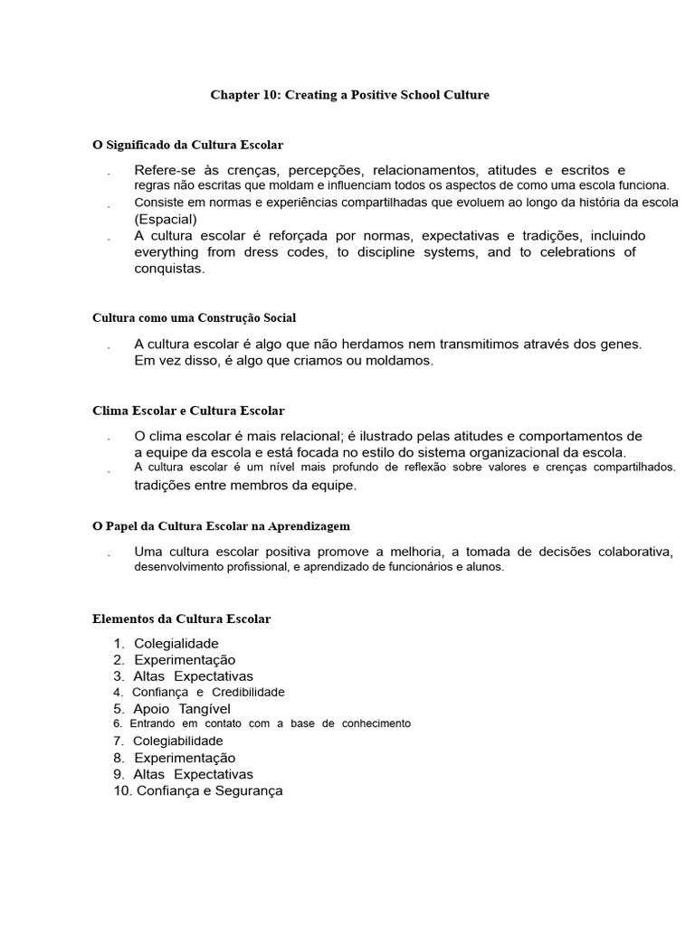 Cultura Escolar Positiva e Aprendizagem | PDF | Aprendizado | Conhecimento