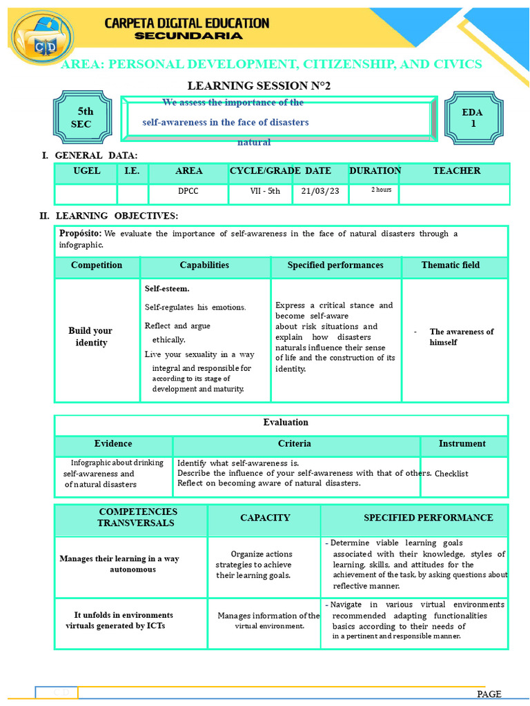 5th LEARNING SESSION SESSION2-WEEK1-EXP.1 - DPCC | PDF | Self Awareness ...