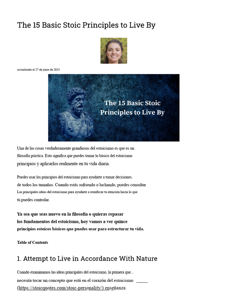 15 Principios Estoicos para la Vida Diaria | PDF | Estoicismo | Virtud