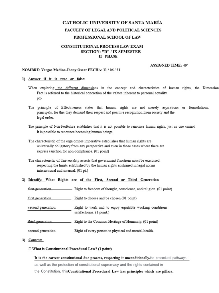 Constitutional Procedural Law Exam - Phase II - 2021 | PDF | Human ...