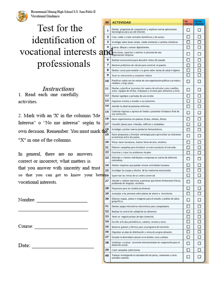 Vocational Orientation Test | PDF