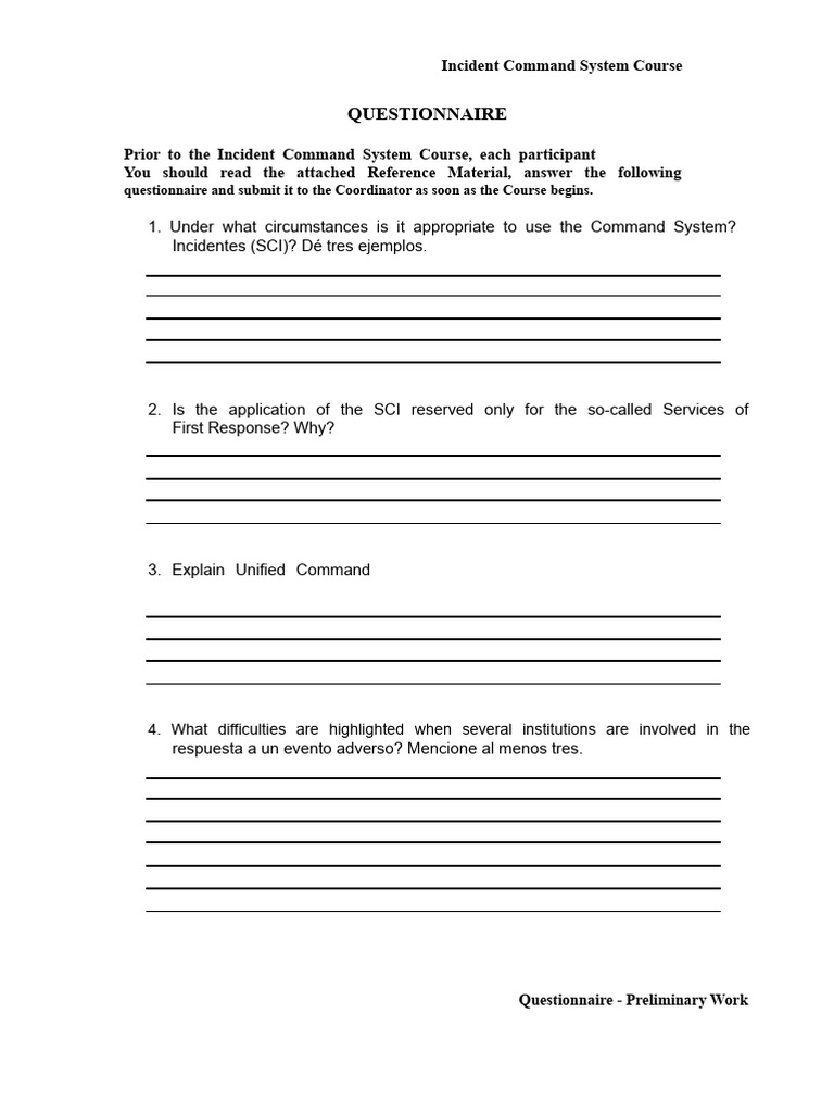 Preliminary Work Intermediate Course | PDF | Incident Command System ...