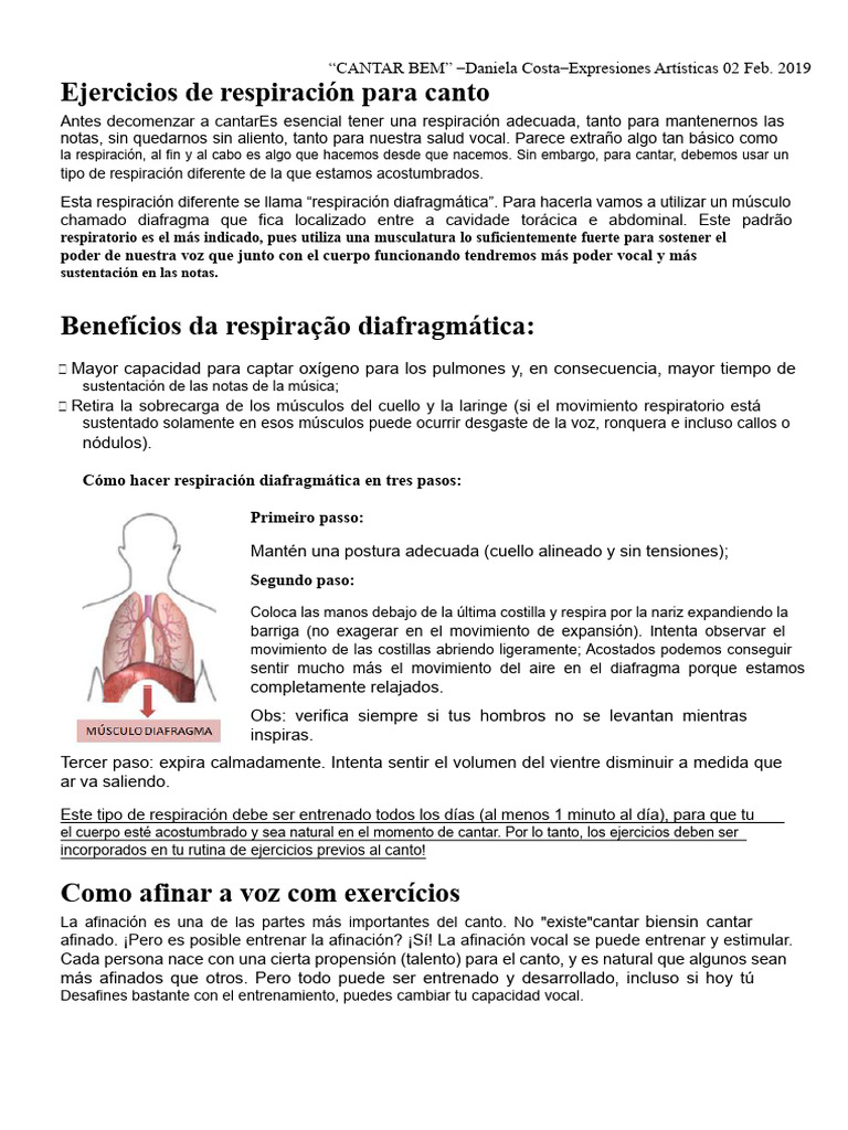 Ejercicios de Respiración para Cantar | PDF | Canto | Sistema respiratorio