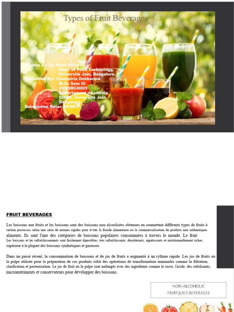 Types de Boissons aux Fruits et Leur Production | PDF | Jus | Régime et ...