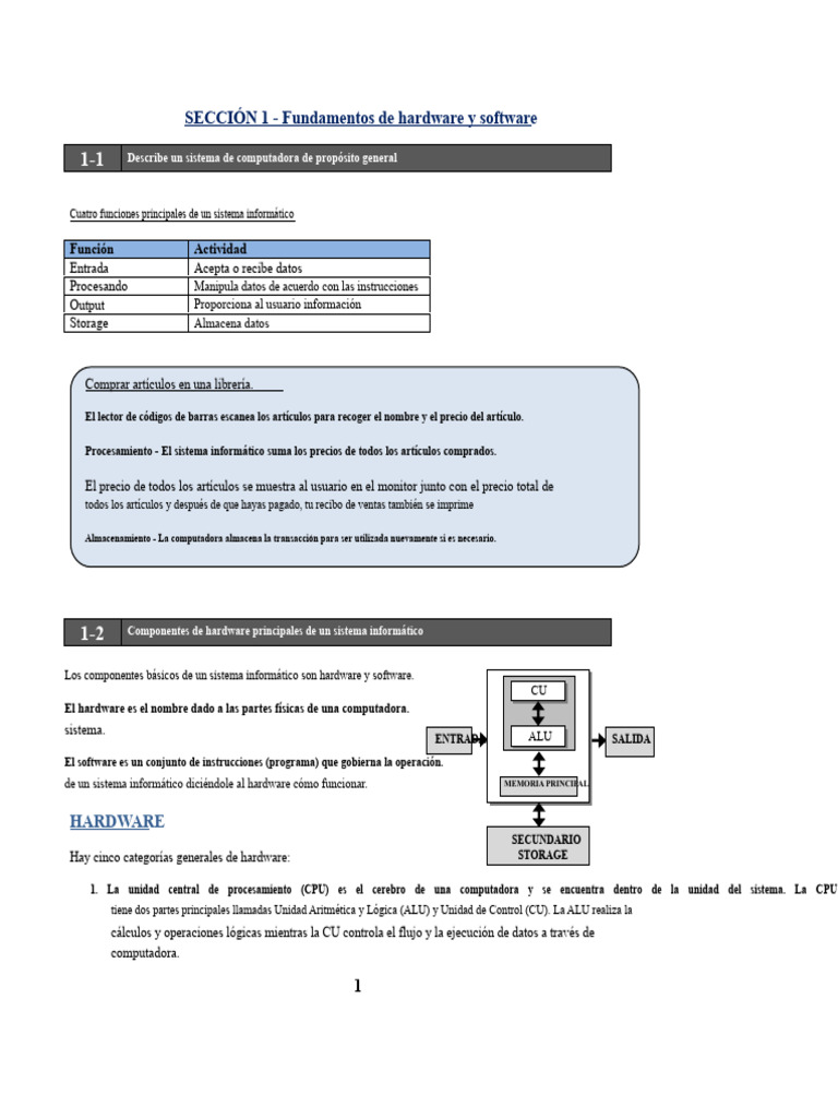 Fundamentos de hardware y software informático | PDF | Hardware de la ...