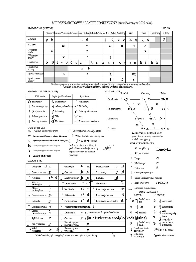 IPA Chart 2020 Hiszpański | PDF