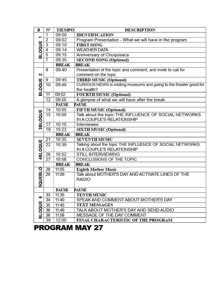 Program Schedule for May 27 Event | PDF