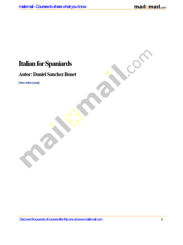 Italian Course for Spanish Speakers | PDF | Verb | Grammatical Gender