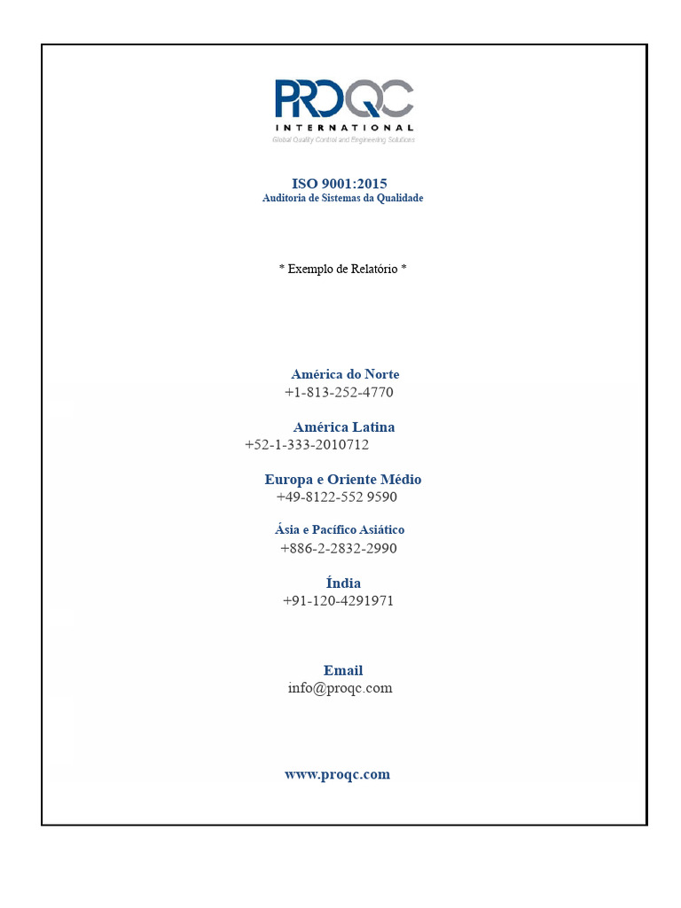 ProQC_ExemploRelatório_ISO9001_2015_Auditoria | PDF | Qualidade ...