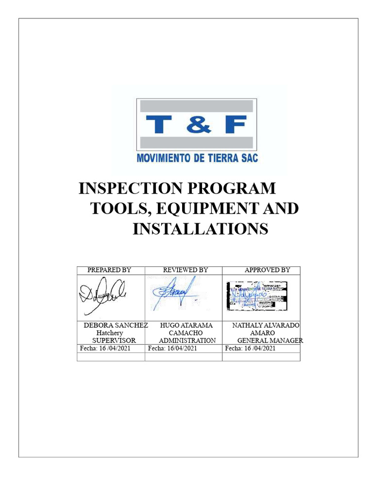 Tool and Equipment Inspection Program | PDF | Occupational Safety And ...