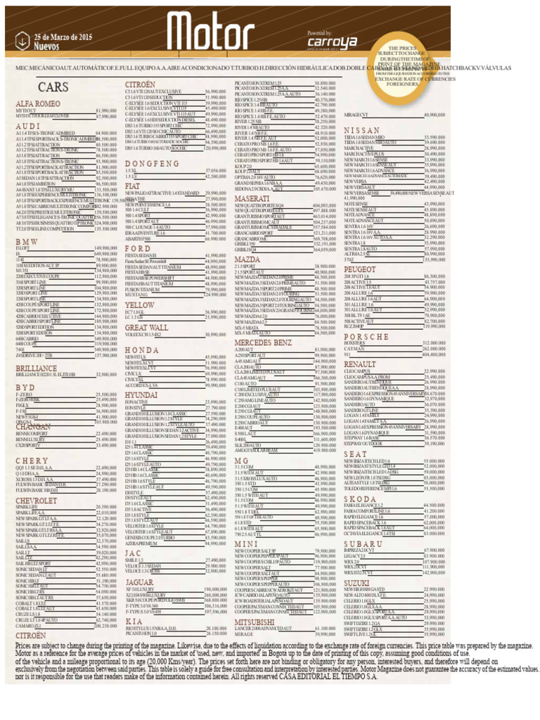 Current Car Prices and Models List | PDF | Automotive Technologies ...