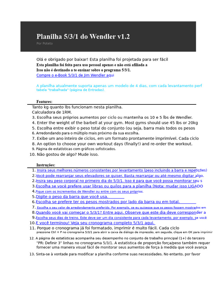 Wendler 5-3-1 | PDF | Musculação | Treinamento de força