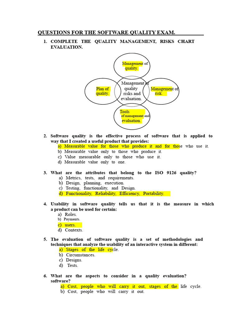 Software Quality Evaluation Questions | PDF | Software Quality | Usability
