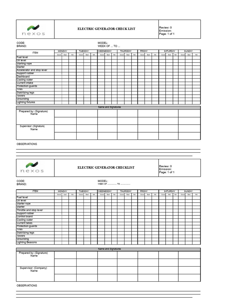 387602461-Electric Generator-Check List | PDF | Throttle | Vehicle ...