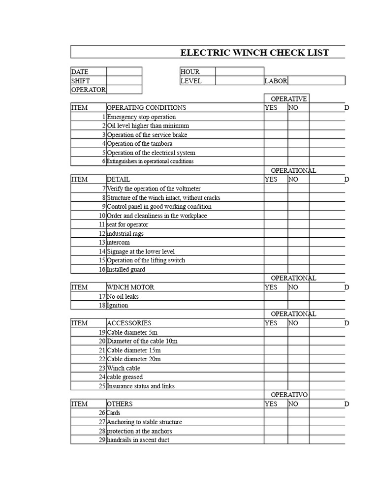 Electric Winch Safety Checklist | PDF