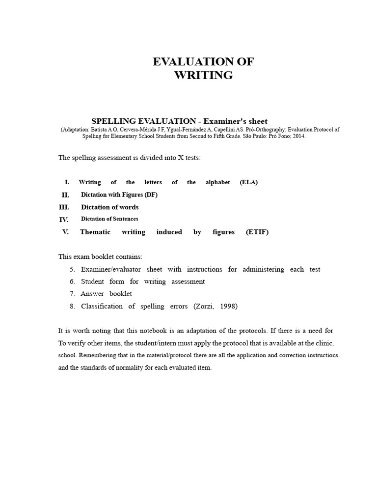 Spelling Assessment Protocol for Grades 2-5 | PDF | Alphabet | Consonant