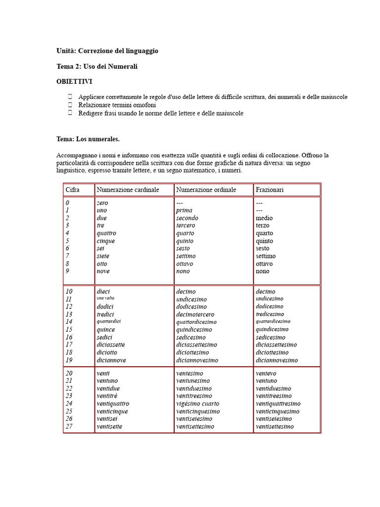 Uso Dei Numerali | PDF