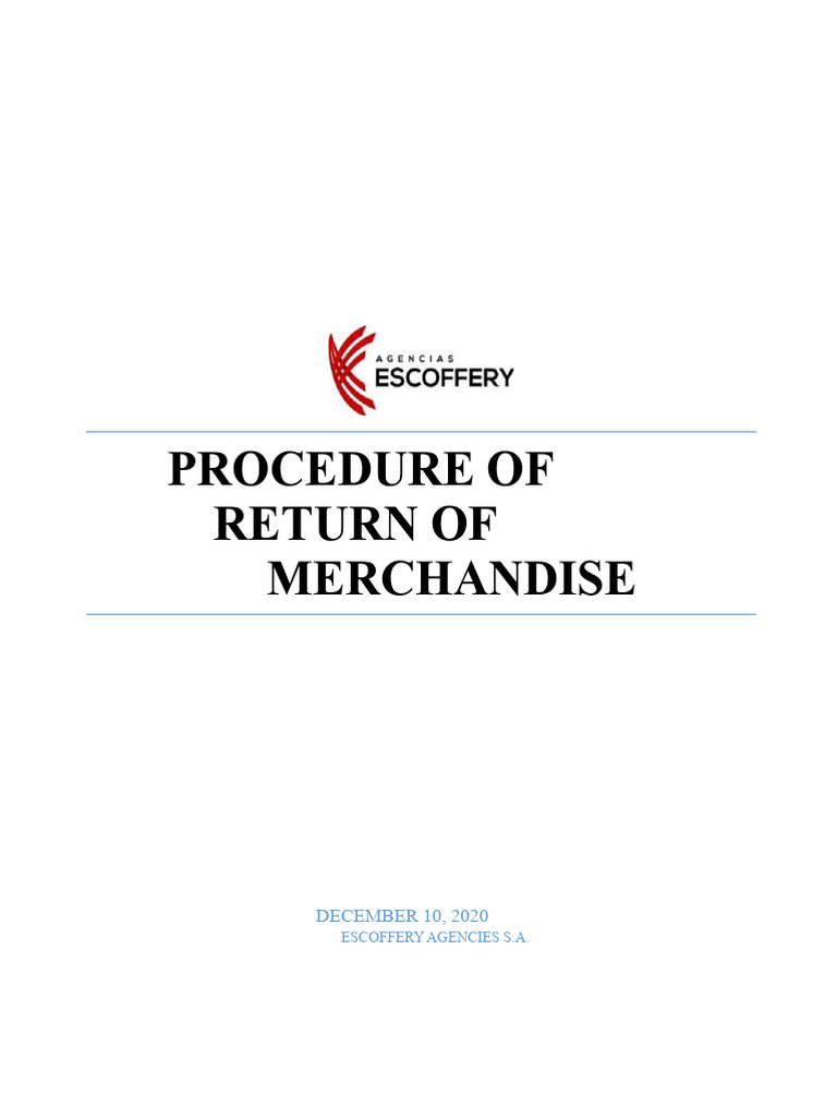 Merchandise Return Procedure Guide | PDF | Invoice